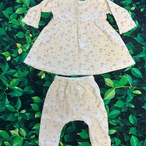 Quincy Mae Organic Cotton Star Dress and Pants Size 0-3 mo VGUC